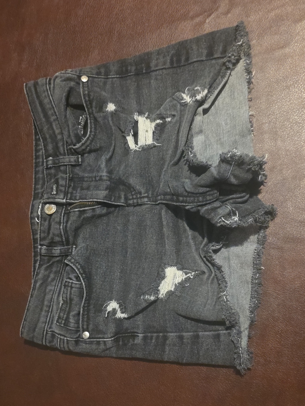 art class Black Distressed Denim Shorts with Frayed Hem